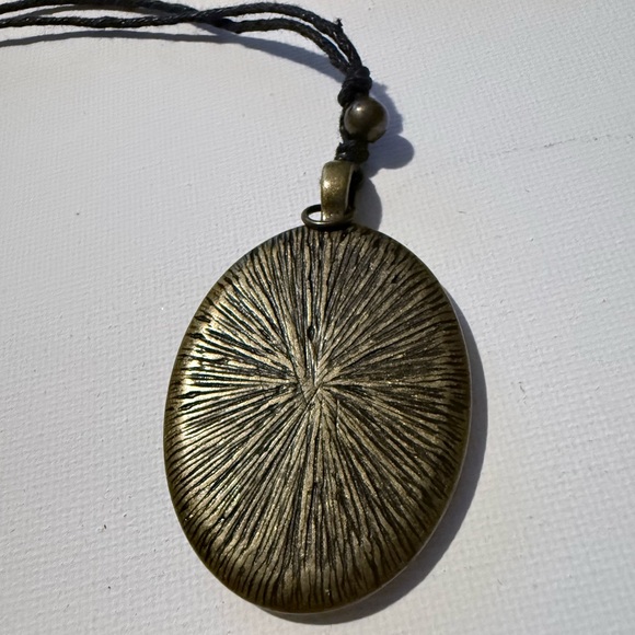 Vintage brass pendant with bare tree on cord - Picture 3 of 5